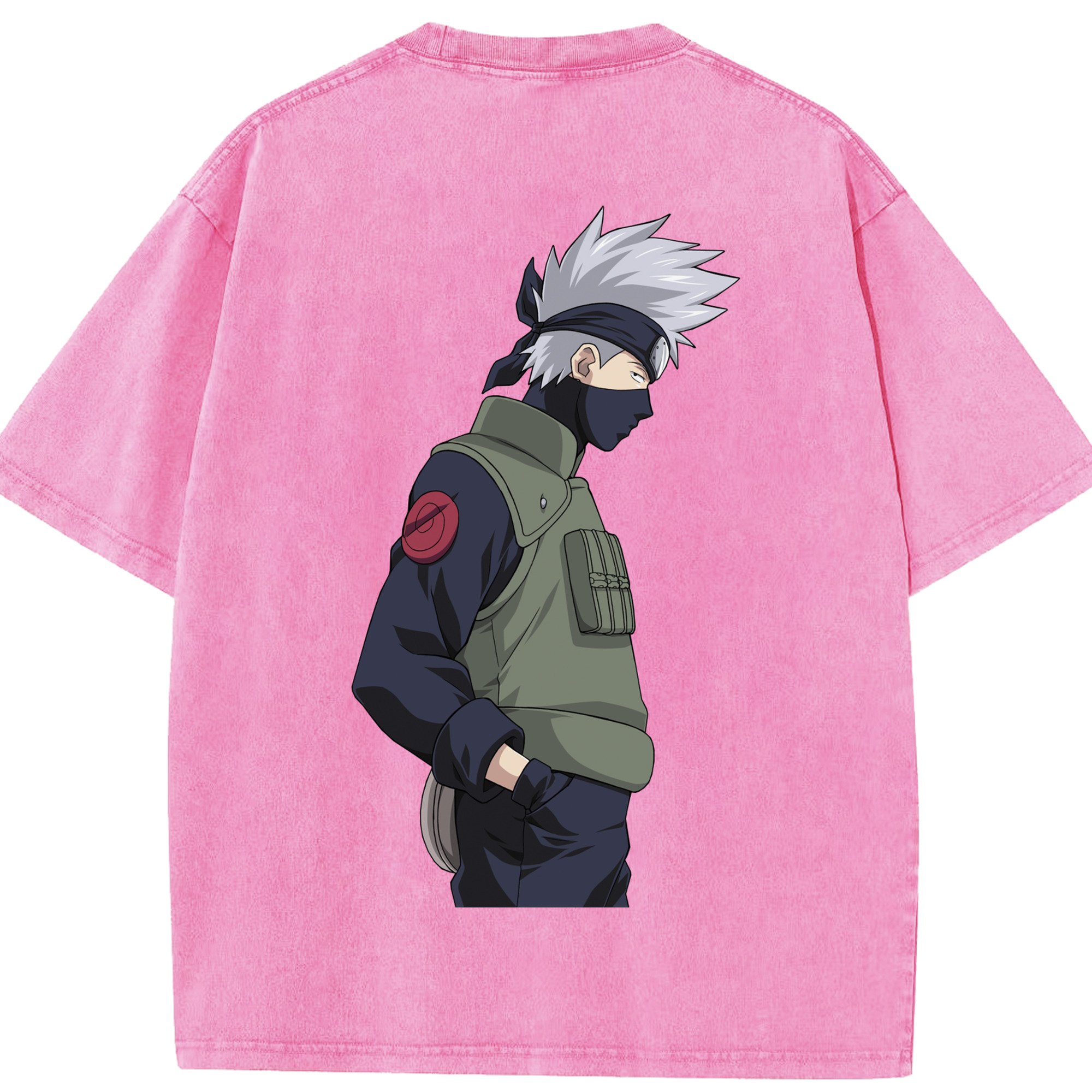 （画像用） NARUTO -ナルト- はたけ カカシ Hatake Kakashi 綿100% ヴィンテージ風 半袖Tシャツ（背面プリント）